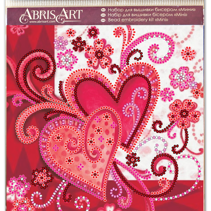 DIY Bead Embroidery Kit "Loving  hearts"  5.9"x5.9" / 15.0x15.0 cm