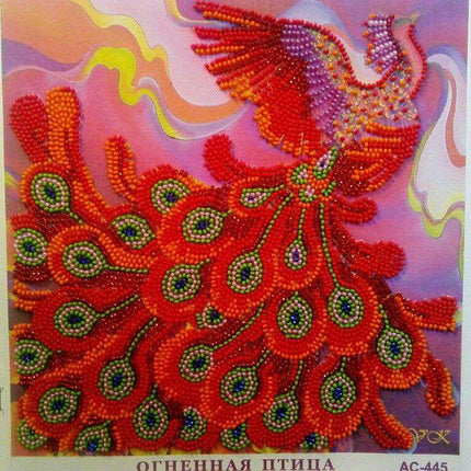 Canvas for bead embroidery "Firebird" 7.9"x7.9" / 20.0x20.0 cm