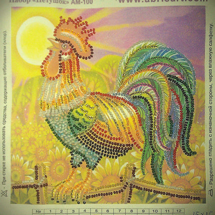 DIY Bead Embroidery Kit "Cockerel"  5.9"x5.9" / 15.0x15.0 cm