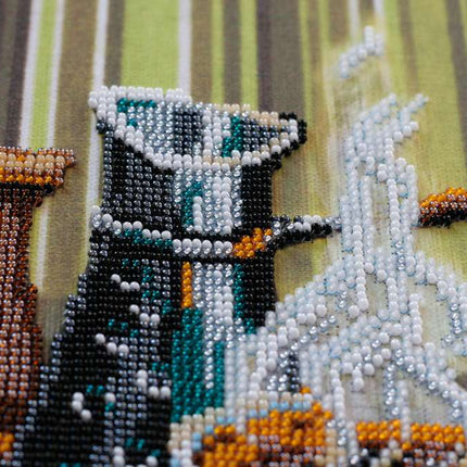 DIY Bead Embroidery Kit "Coffee with lemon" 14.6"x11.8" / 37.0x30.0 cm