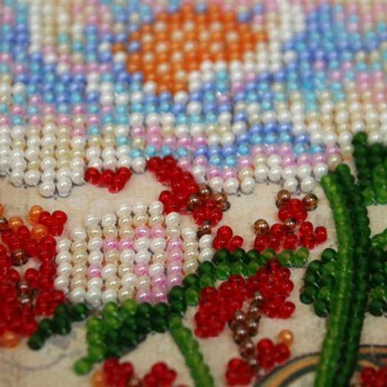 DIY Bead Embroidery Kit "White flower"  5.9"x5.9" / 15.0x15.0 cm