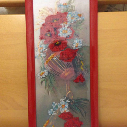 DIY Bead Embroidery Kit "Wild flowers" 6.7"x17.7" / 17.0x45.0 cm
