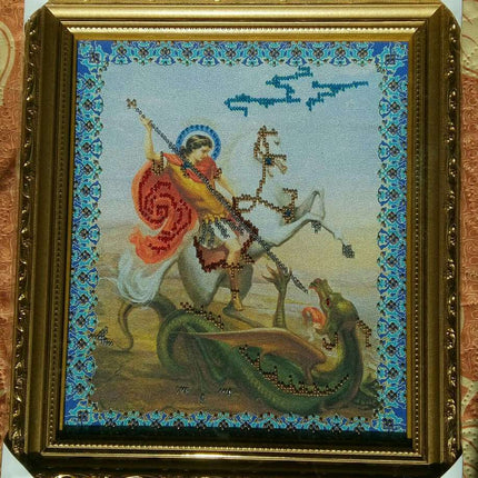 DIY Bead Embroidery Kit "St. George the Victorious" 9.8"x11.8" / 25.0x30.0 cm