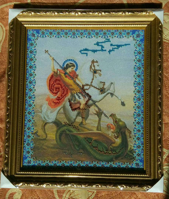 DIY Bead Embroidery Kit "St. George the Victorious" 9.8"x11.8" / 25.0x30.0 cm