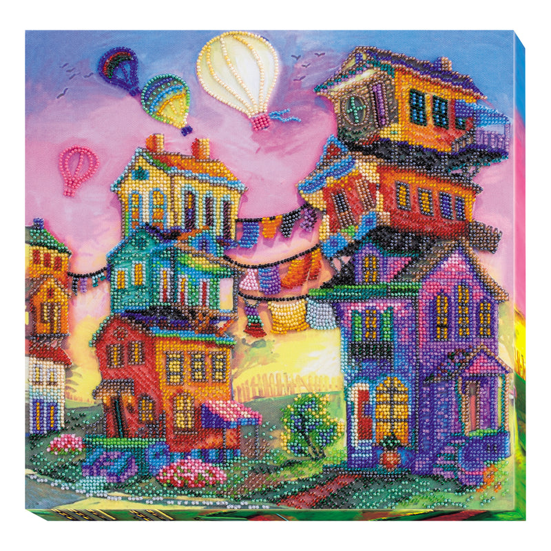 DIY Bead Embroidery Kit "Under the colored skies" 11.8"x11.8" / 30.0x30.0 cm