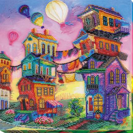 DIY Bead Embroidery Kit "Under the colored skies" 11.8"x11.8" / 30.0x30.0 cm