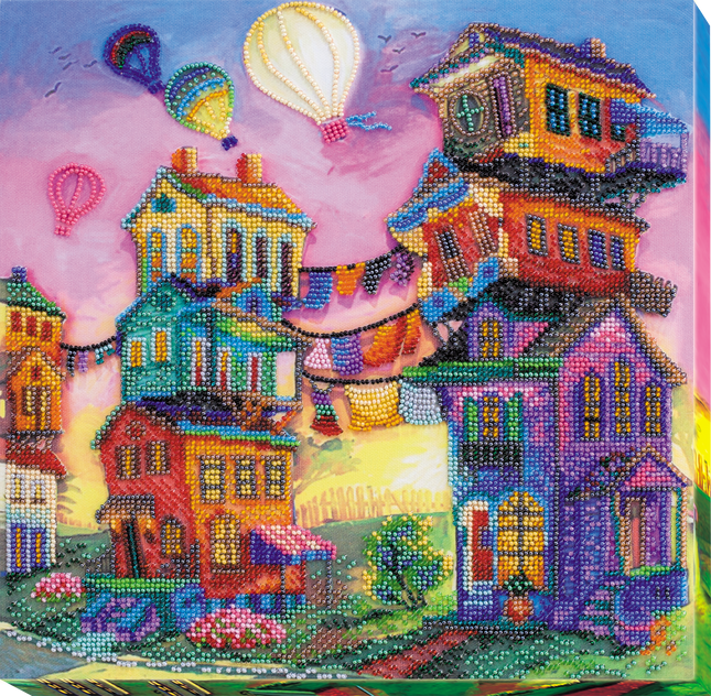 DIY Bead Embroidery Kit "Under the colored skies" 11.8"x11.8" / 30.0x30.0 cm
