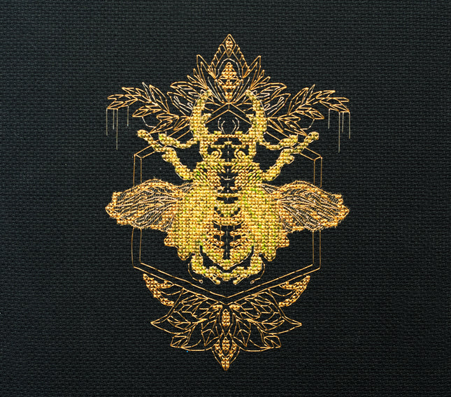 DIY Cross Stitch Kit "Golden Beetle" 5.5"x7.1"