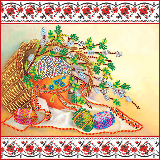 Canvas for bead embroidery "Happy Easter" 7.9"x7.9" / 20.0x20.0 cm