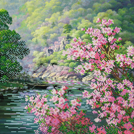 Canvas for bead embroidery "Color of spring" 11.8"x11.8" / 30.0x30.0 cm
