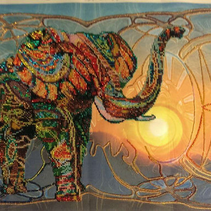 DIY Bead Embroidery Kit "Mosaic elephant" 16.5"x13.4" / 42.0x34.0 cm