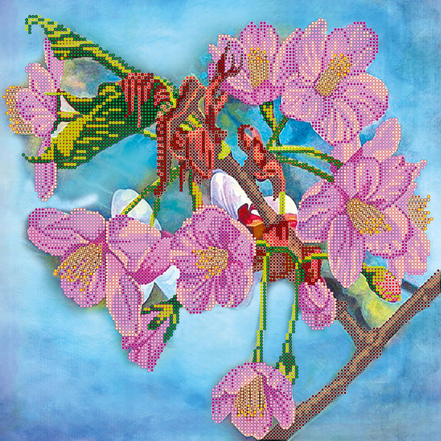 Canvas for bead embroidery "Apple blossom" 11.8"x11.8" / 30.0x30.0 cm