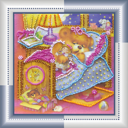 DIY Bead Embroidery Kit "Nighty night"  5.9"x5.9" / 15.0x15.0 cm
