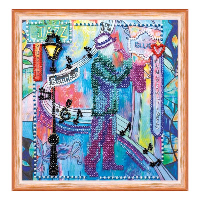 DIY Bead Embroidery Kit "Jazzy"  5.9"x5.9" / 15.0x15.0 cm