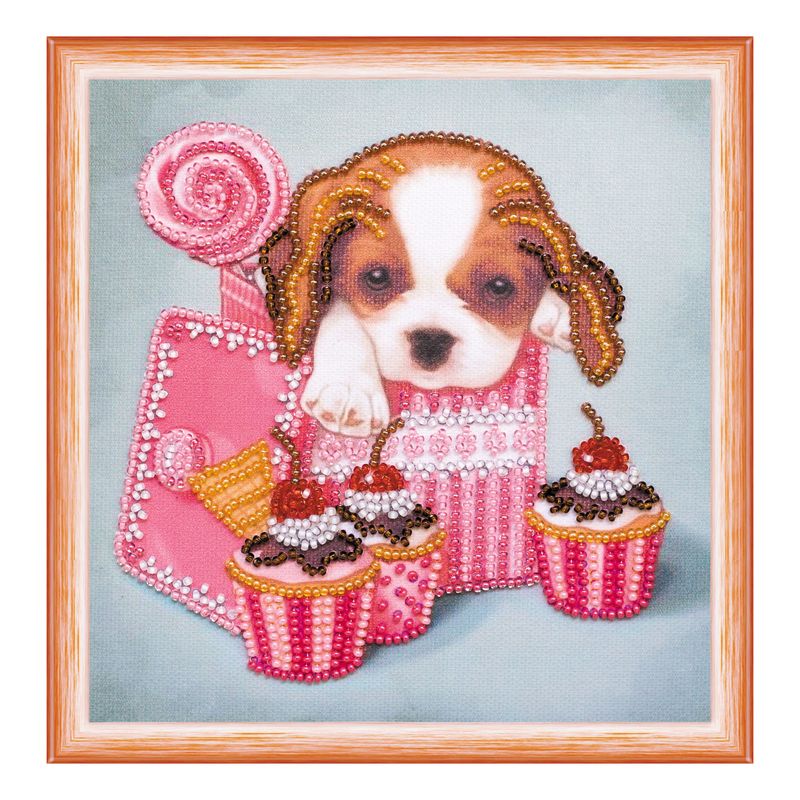 DIY Bead Embroidery Kit "Sweet joy"  5.9"x5.9" / 15.0x15.0 cm