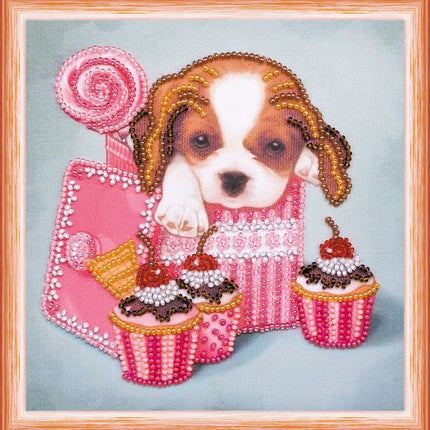 DIY Bead Embroidery Kit "Sweet joy"  5.9"x5.9" / 15.0x15.0 cm