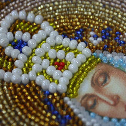DIY Bead Embroidery Kit "Icon of the Mother of God «Ostrobramskaya»" 7.5"x9.8" / 19.0x25.0 cm