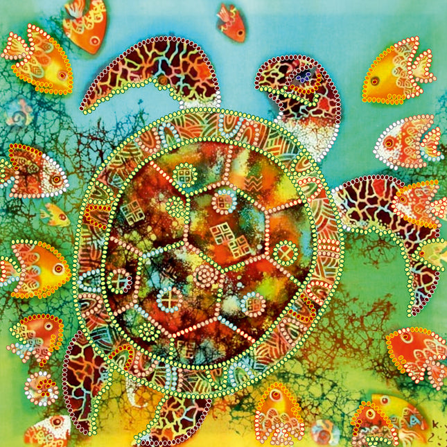 Canvas for bead embroidery "Sea turtle" 7.9"x7.9" / 20.0x20.0 cm