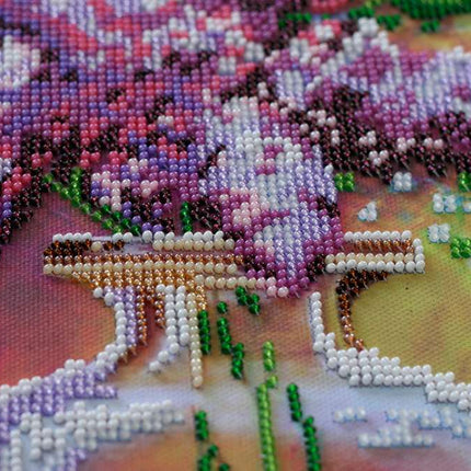 DIY Bead Embroidery Kit "Lilac still life" 11.8"x16.5" / 30.0x42.0 cm