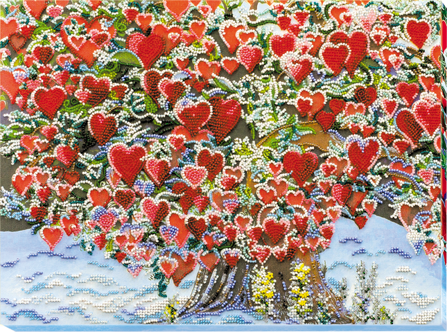 DIY Bead Embroidery Kit "Tree of love" 14.6"x10.6" / 37.0x27.0 cm