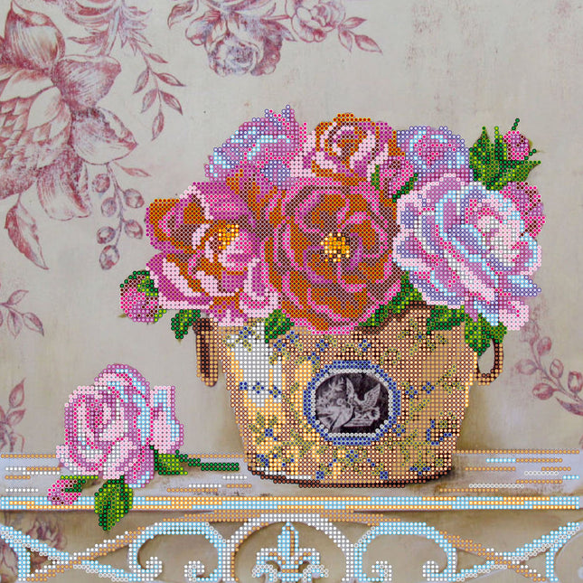 Canvas for bead embroidery "Flowers of Paris" 11.8"x11.8" / 30.0x30.0 cm