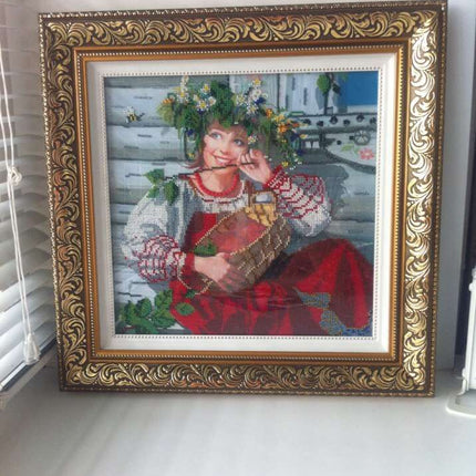 Canvas for bead embroidery "Raspberry" 11.8"x11.8" / 30.0x30.0 cm