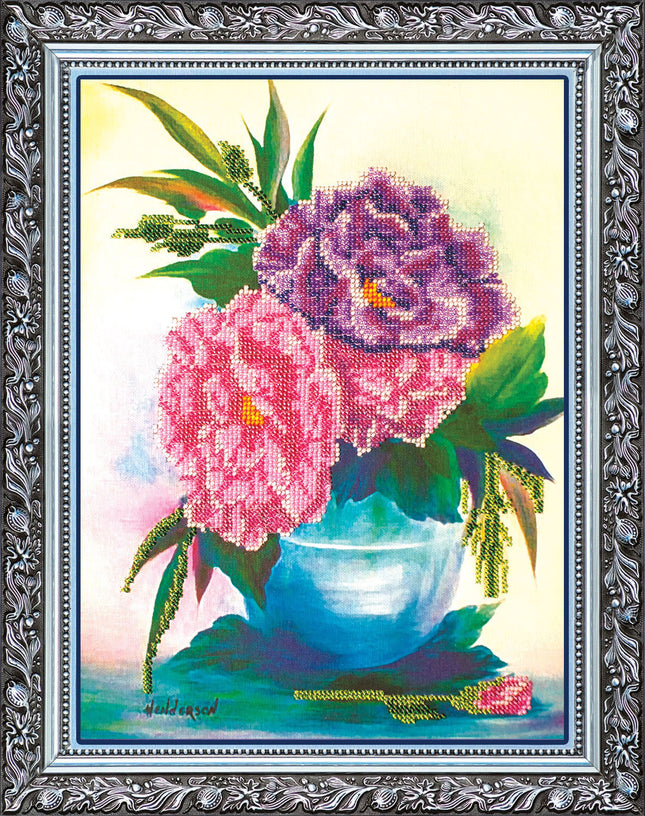 DIY Bead Embroidery Kit "Peonis" 11.0"x13.8" / 28.0x35.0 cm