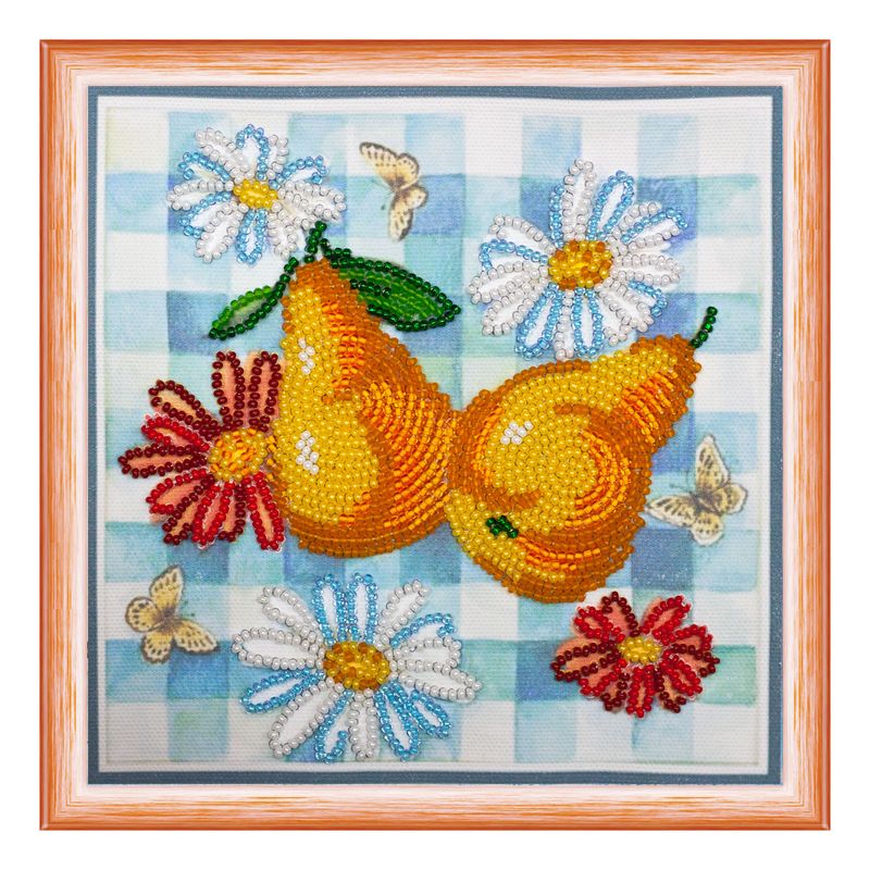 DIY Bead Embroidery Kit "The summer pears"  5.9"x5.9" / 15.0x15.0 cm