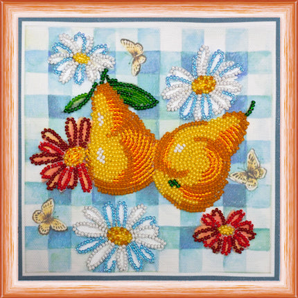 DIY Bead Embroidery Kit "The summer pears"  5.9"x5.9" / 15.0x15.0 cm