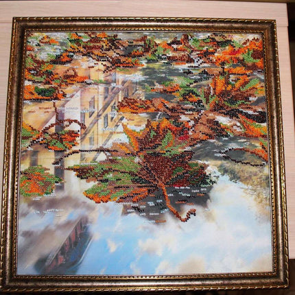 Canvas for bead embroidery "Puddle's reflections" 11.8"x11.8" / 30.0x30.0 cm