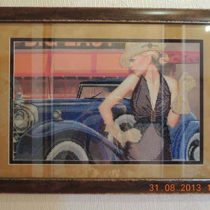 DIY Bead Embroidery Kit "Retro travel – 1" 18.1"x11.8" / 46.0x30.0 cm