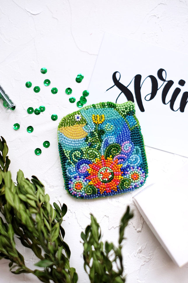 Beadwork kit for creating brooch "A fish"