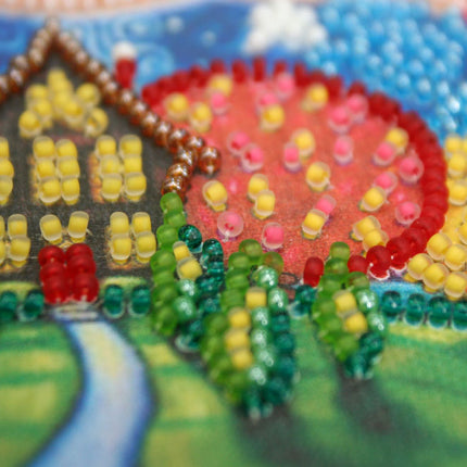 DIY Bead Embroidery Kit "Flying pig"  5.9"x5.9" / 15.0x15.0 cm