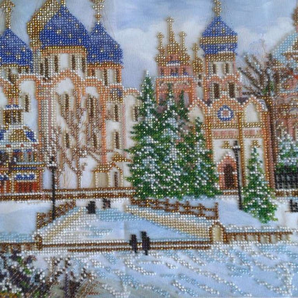 DIY Bead Embroidery Kit "Church" 16.9"x11.8" / 43.0x30.0 cm