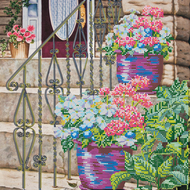 Canvas for bead embroidery "Front bowl-1" 11.8"x11.8" / 30.0x30.0 cm