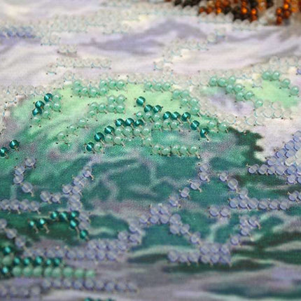 DIY Bead Embroidery Kit "House by the sea" 15.7"x12.6" / 40.0x32.0 cm