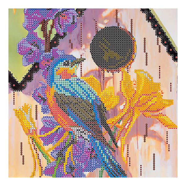 Canvas for bead embroidery "Birdhouse" 7.9"x7.9" / 20.0x20.0 cm