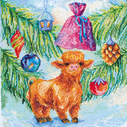 DIY Cross Stitch Kit "New Year's honey" 9.8"x9.8"