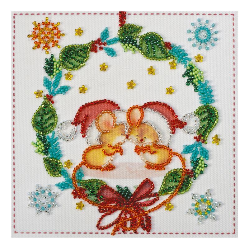 DIY Bead Embroidery Kit "Kisses"  5.9"x5.9" / 15.0x15.0 cm