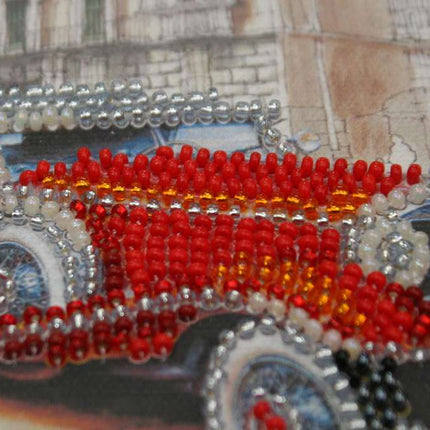 DIY Bead Embroidery Kit "Mersedes-500k"  5.9"x5.9" / 15.0x15.0 cm