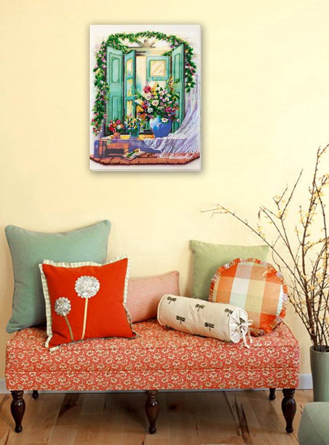 DIY Bead Embroidery Kit "Summer sketch" 11.8"x15.2" / 30.0x38.5 cm