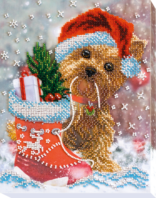 DIY Bead Embroidery Kit "New Year`s Miracle" 7.9"x9.8" / 20.0x25.0 cm