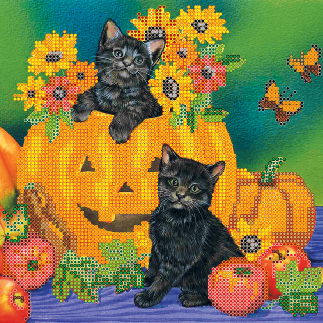 Canvas for bead embroidery "Halloween" 7.9"x7.9" / 20.0x20.0 cm