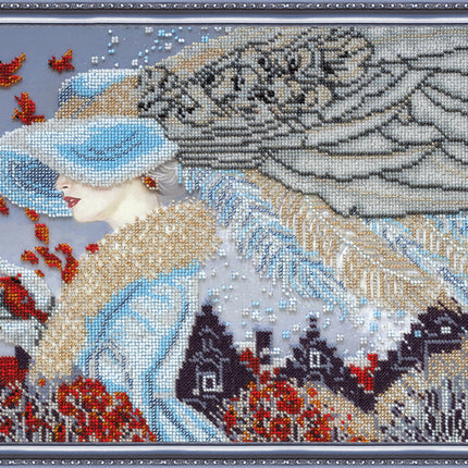 DIY Bead Embroidery Kit "Snow Lady" 14.2"x11.0" / 36.0x28.0 cm