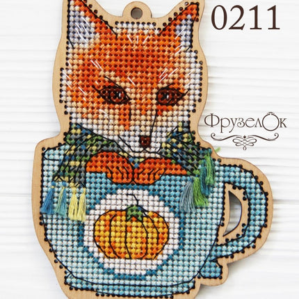 DIY Cross stitch kit on wood "Mykyta" 3.3x4.3 in / 8.5x11.0 cm