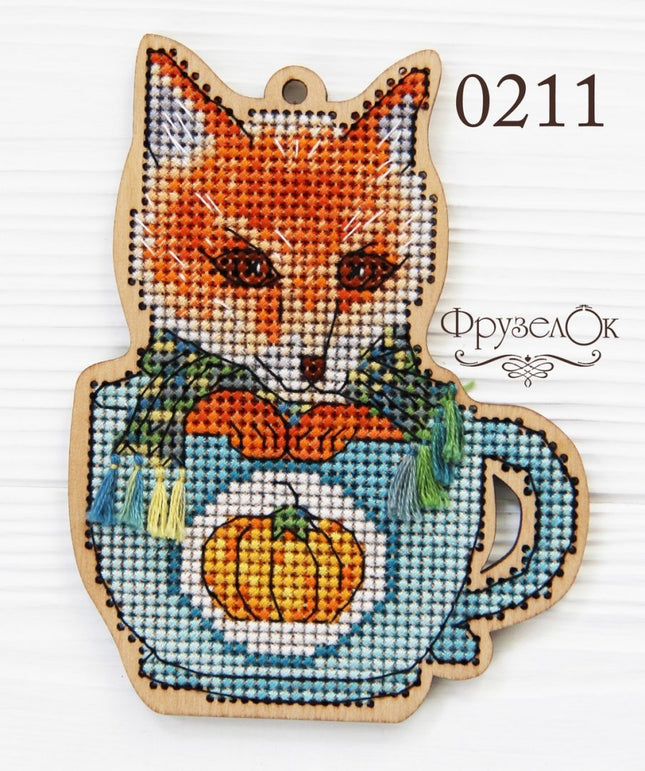 DIY Cross stitch kit on wood "Mykyta" 3.3x4.3 in / 8.5x11.0 cm