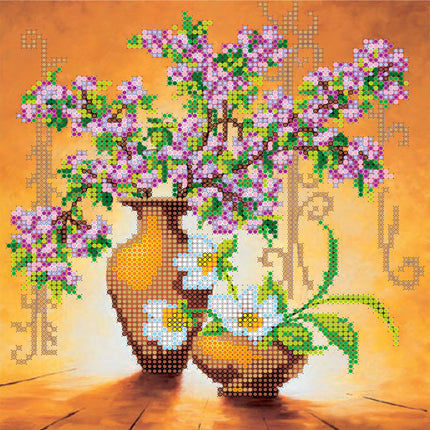 Canvas for bead embroidery "Spring Flowers" 7.3"x7.9" / 18.5x20.0 cm
