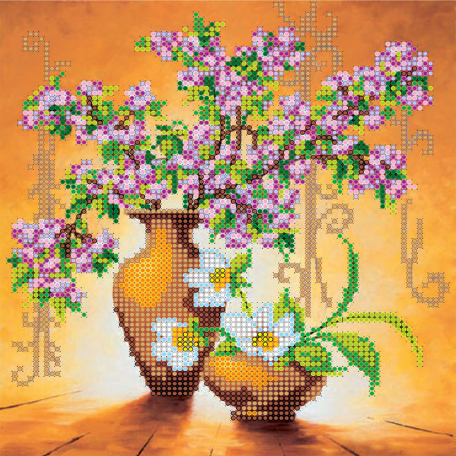 Canvas for bead embroidery "Spring Flowers" 7.3"x7.9" / 18.5x20.0 cm