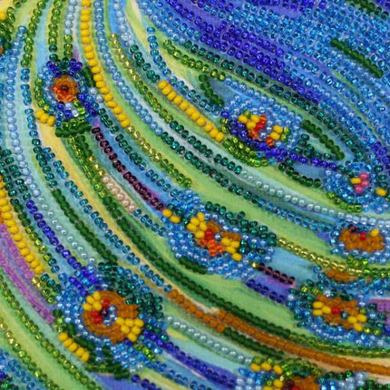 DIY Bead Embroidery Kit "Emerald whirlpool" 11.0"x13.8" / 28.0x35.0 cm