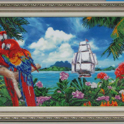 DIY Bead Embroidery Kit "Tropical Paradise" 23.6"x11.8" / 60.0x30.0 cm